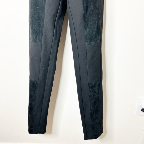Club Monaco Suede Panelled Riding Pants Trousers High Rise Straight leg Black 00 - Picture 15 of 16